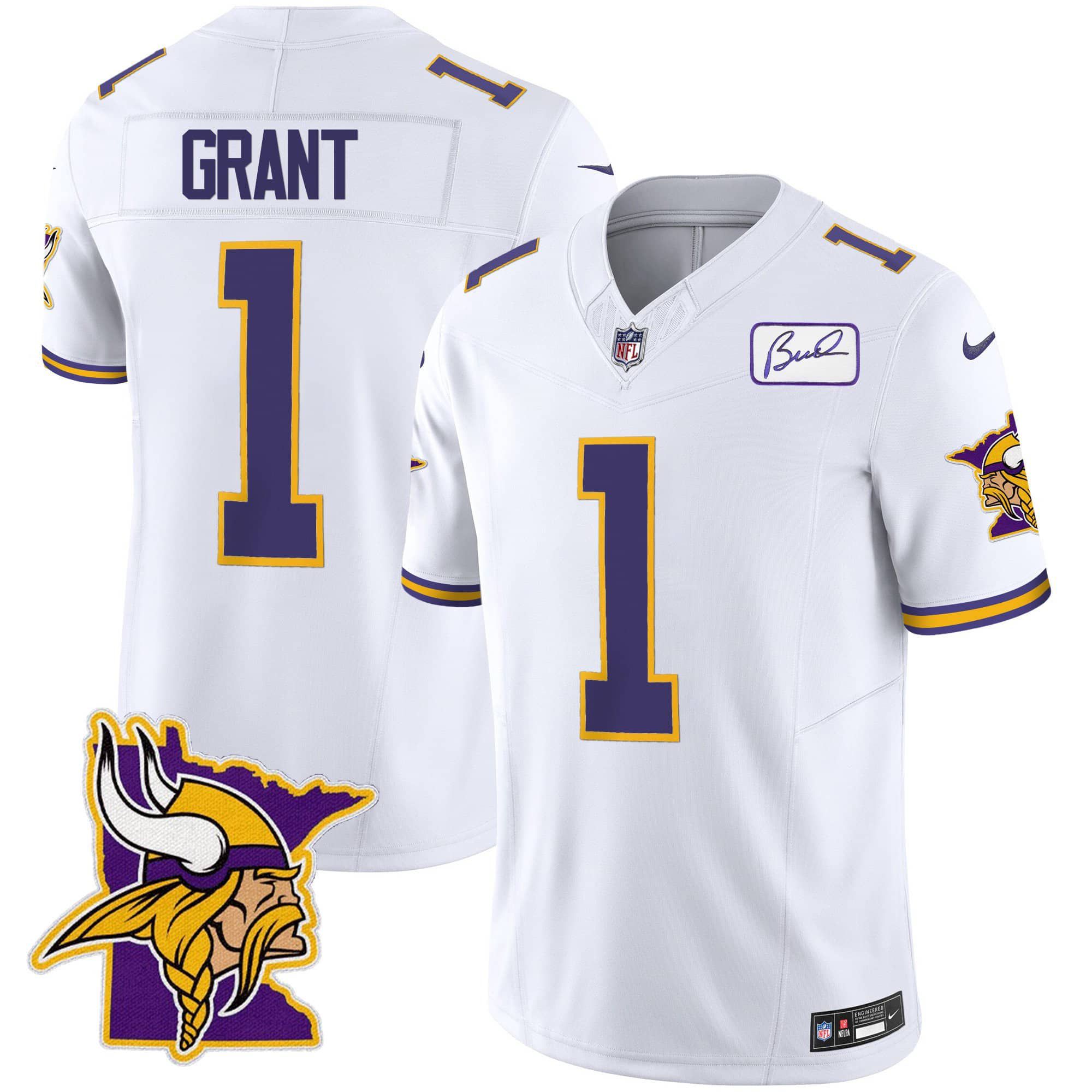 Men Minnesota Vikings #1 Grant White 2024 Nike Patch Classic Limited NFL Jersey